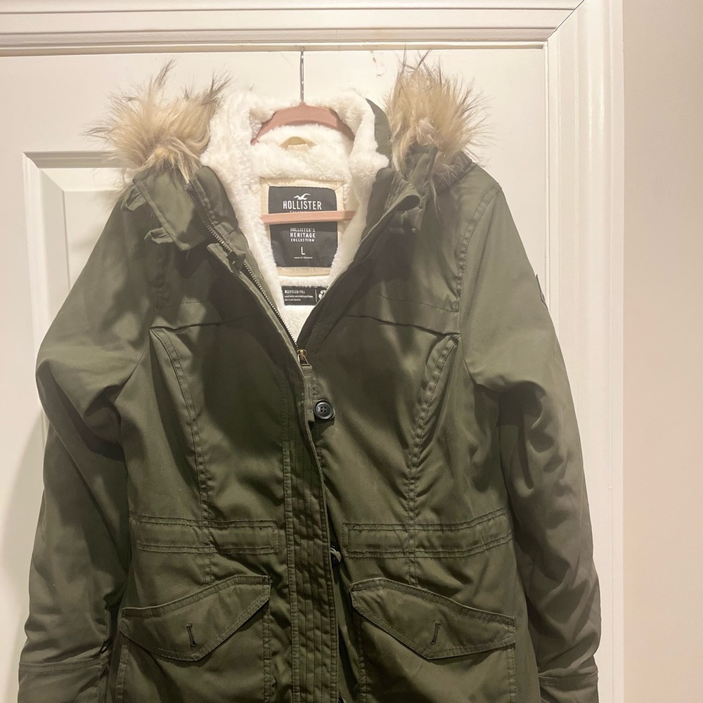 Hollister winter fur lined coat.